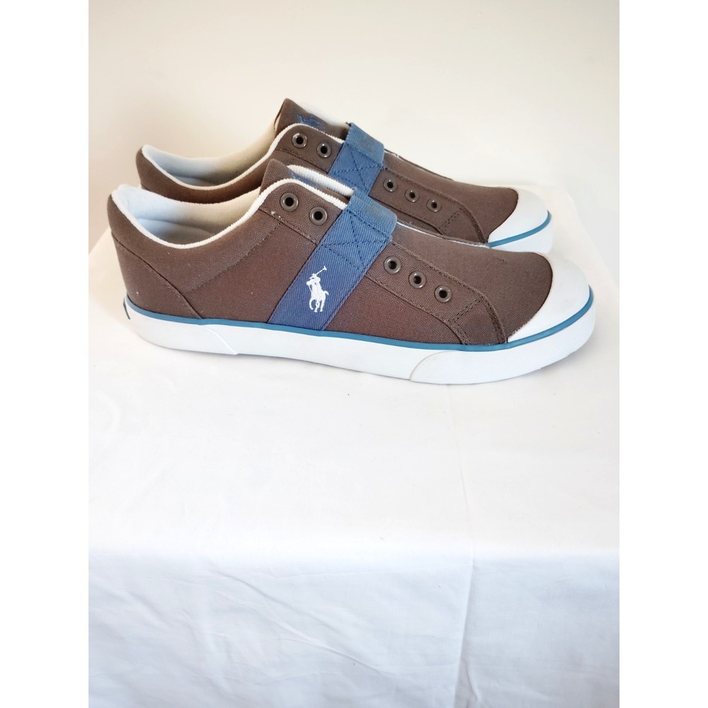 NWOT Polo Ralph Lauren Gardner Men 11.5D Gray Blue Strap Old Money Golf Sneakers